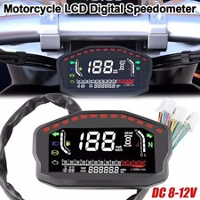Digital Motorcycle Gauge LCD Motorbike Odometer Speedometer Tachometer KM/H MPH