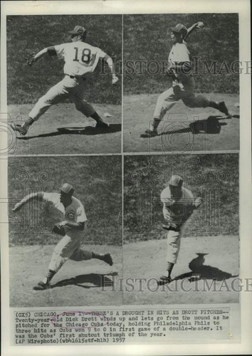 1957 press photo - photo, cubs
