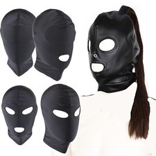 Bondage Face Mask Head Open Mouth Hood Gimp Restraint Adult Cosplay Gimp Mask SM
