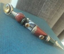 LARGE Victorian Scottish Silver Agate Sgian Dubh / Skean Dhu / Dirk Brooch 1890s