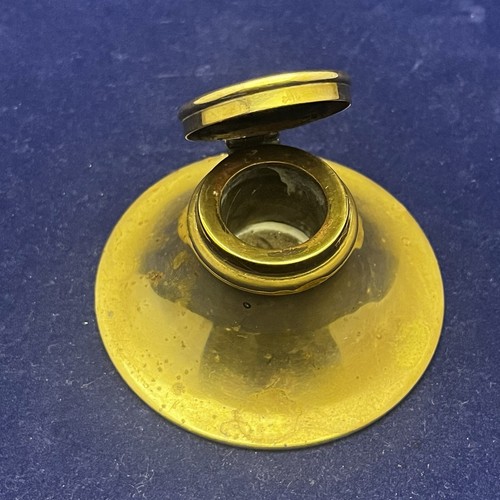 Vintage brass capstan inkwell - brass,