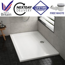 Rectangle Slimline Shower Tray Stone Resin For Cubicle Enclosure & FREE Waste