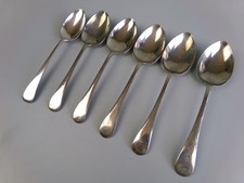 Dessert / Table Spoons x 6. Silver Nickel Plated. Old English. DEBESCO. VTG. 7"
