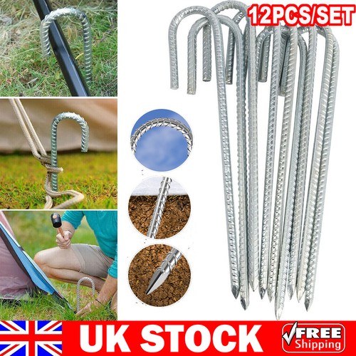 Heavy duty steel tent pegs - 12",