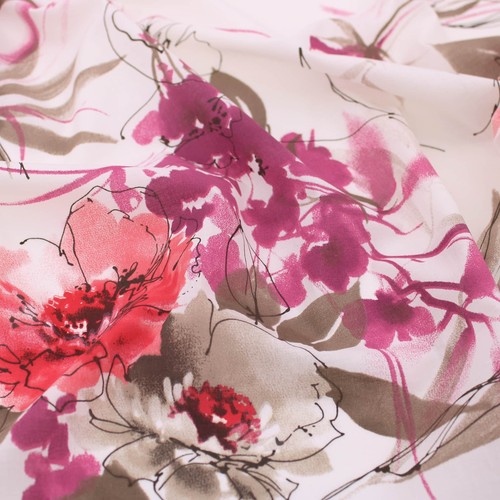 Sketched flowers cotton lawn - sketched,