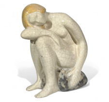 Naiad Art Deco Sculpture signed Kaza Edition Crackle Glaze era Robj Aladin