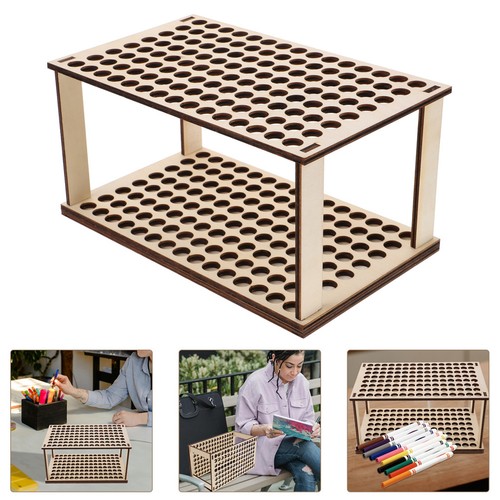 Brush stand wooden - wooden, tube