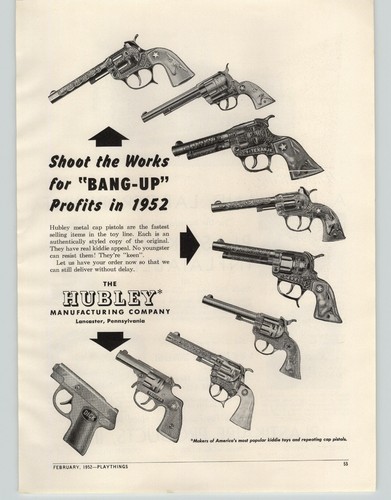 1952 paper hubley toy cap - ad,