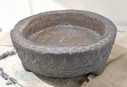 Antique sand stone round - antique, large
