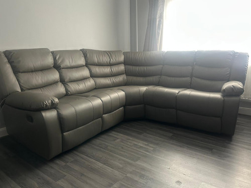Grey leather recliner - grey, sofa