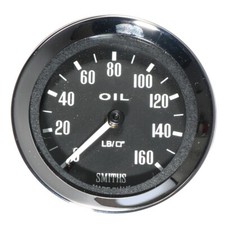 Smiths 0-160Psi Mechanical Oil Pressure Gauge 52mm Black face Chrome Bezel