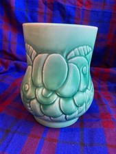 Crown Ducal Art Deco Vase Matte Jade Green 1930s 13 cm tall 9 cm diameter