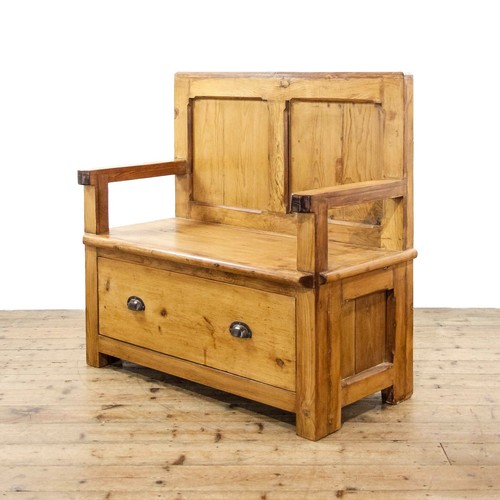 Rustic pitch pine settle bench - rustic,