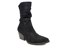 Ladies Pointed Western Ankle Boots Womens Black Cowboy Boots