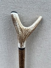 Red Deer Antler Walking Snakeskin Hazel Thumb Stick  No.20
