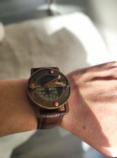 Maritime Brass Sundial Compass Wrist Watch Leather Nautical Perfect Gifts 