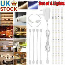 4x LED Strip Lights Under Cabinet Kitchen Cupboard Bar Counter Plug In Linkable