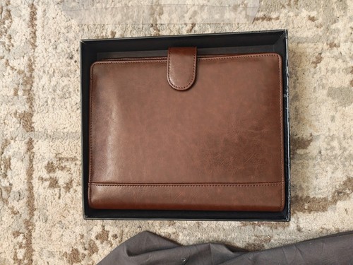 Brown leather ringer binder - leather,