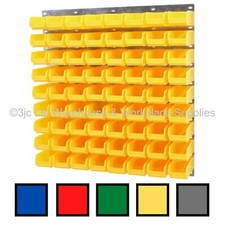 NEW UK Made Plastic Parts Storage Bins Boxes With Steel Wall Louvre Panel SET 14