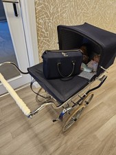 Silver Cross Navy And White  Dolls Pram With Bag And Tray