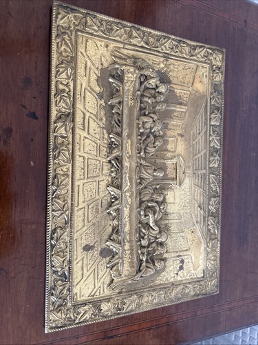 Vintage brass relief board - vintage,