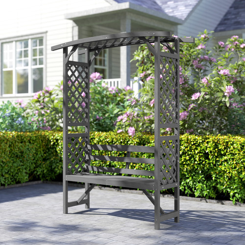 Grey wooden garden arbour - arbour, with