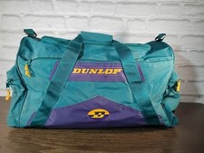 Vintage Dunlop Sports Gym Duffle Bag Teal & Purple Zip Up With Wet Pocket Retro