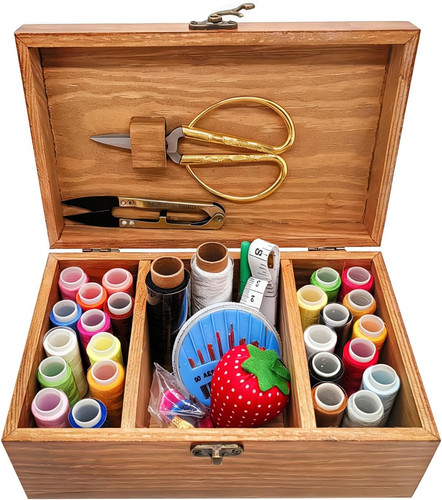 Wooden sewing kit - sewing, box,