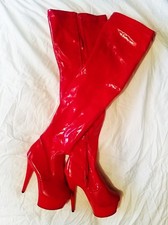 Buckle Red Thigh-High