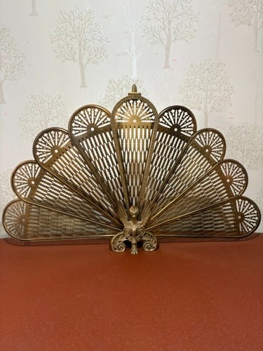Victorian brass peacock fan - peacock,