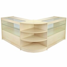 Retail Counter Maple Shop Display Storage Cabinets Glass Shelves Showcase Orion