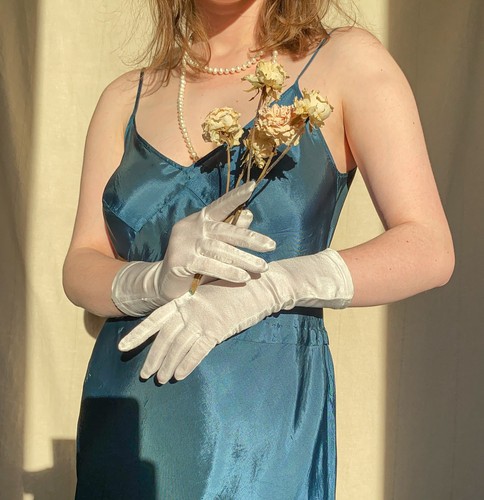Short vintage white gloves - , in