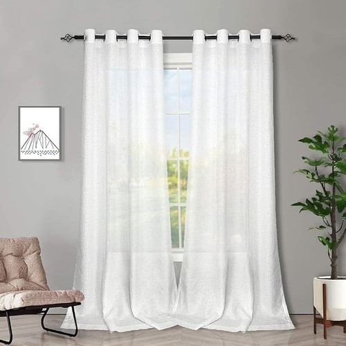 White sheer curtains - curtains, faux