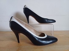 Vintage Rayne Black & White All Leather Court Shoes 8cm Heel Size UK 5.5 US 7.5B