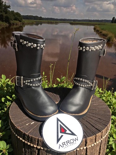 Arrow leathers black studded - black,
