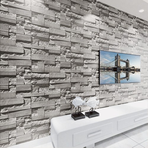 Slate grey realistic brick - grey,