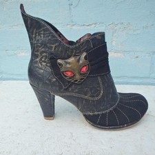 Irregular Choice Leather Miaow Ankle Boots UK 5 Eur 38 Womens Miaow Black Boxed