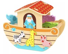 Noah's Ark Toy From Woody Treasure 12 Wooden Animals