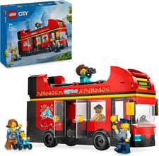 LEGO City Red Double Decker Sightseeing Bus Toy, Red Vehicle for 7 Plus Year Old