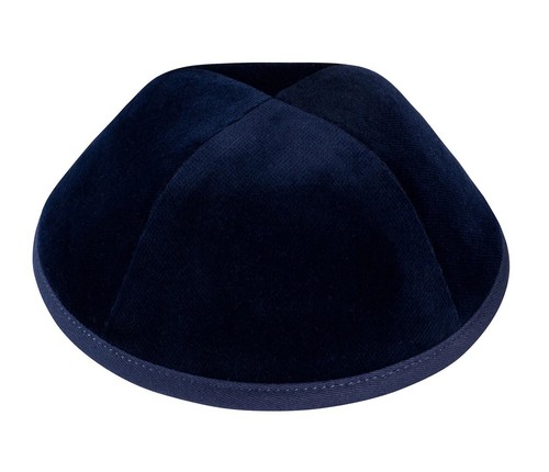 Plain blue velvet yarmulke - plain,