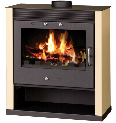 Wood burning stove - burning, wide