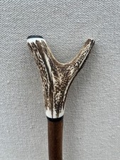 Red Deer Antler Walking Hazel Thumb Stick  No.24