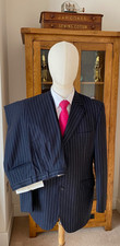 AQUASCUTUM CHARCOAL CHALK STRIPE PINSTRIPE CITY SUIT 46 L TROUSERS 38 W  32 L
