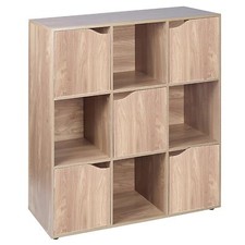 9 Cube Oak Wooden Bookcase