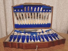 Pristine 49 Pc Silver Plate Faux Bone CUTLERY CANTEEN by John Taylor Sheffield