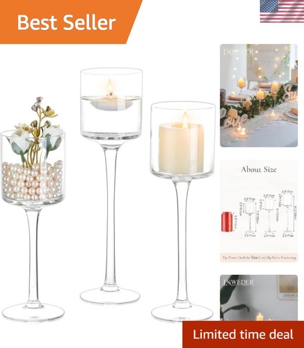 Tall glass candle holder - candle, holder:
