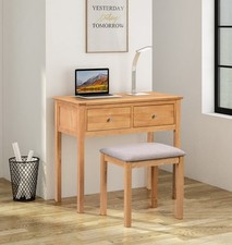 Dressing Table, 2-Drawer Wooden Oak Vanity Desk, Console Table, Computer Table