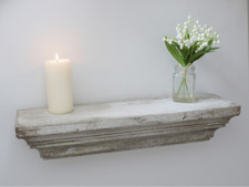 Shabby Chic Floating  Shelf - Distressed rustic look NEW. wood , cream with mint