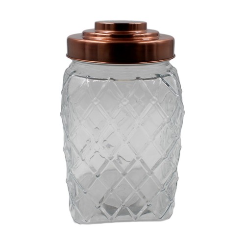Square glass storage jar - square,