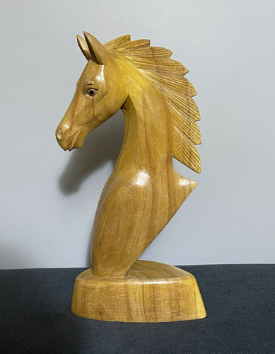 Hand carved wooden horse head - wooden,